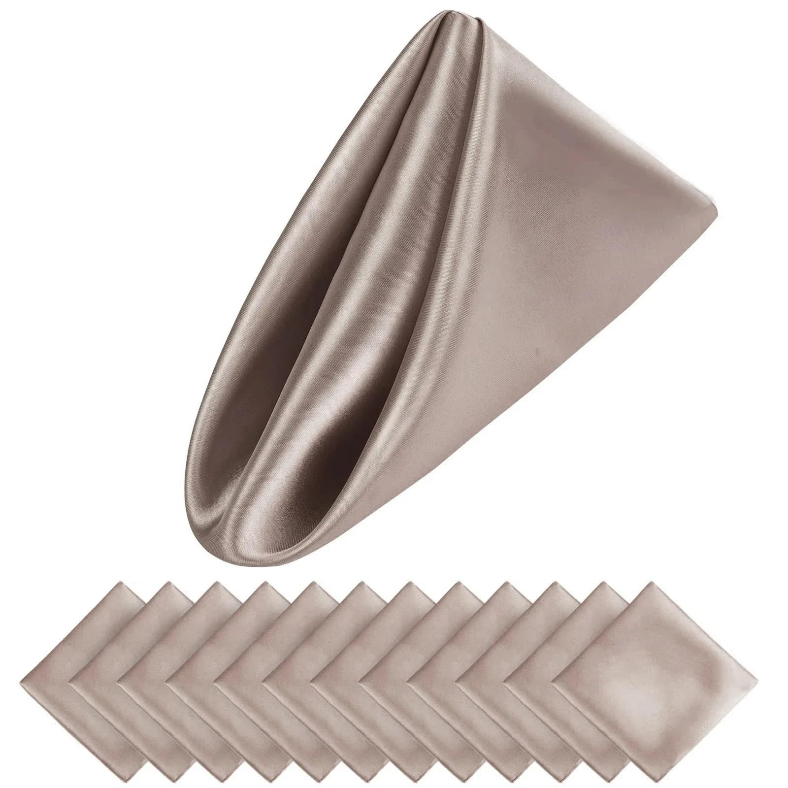 Table Napkins 24Pcs 30x30cm Satin Napkin Square Dinner Napkins Weddings Party Soft Table For Romantic Decoration(24Pcs Cappuccino)