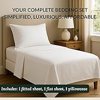 Vista 3 de Cloud Scape Linen - Juego de sábanas de 100% algodón egipcio, tamaño individual, juego de ropa de cama de lujo de 3 piezas, 400 hilos, calidad