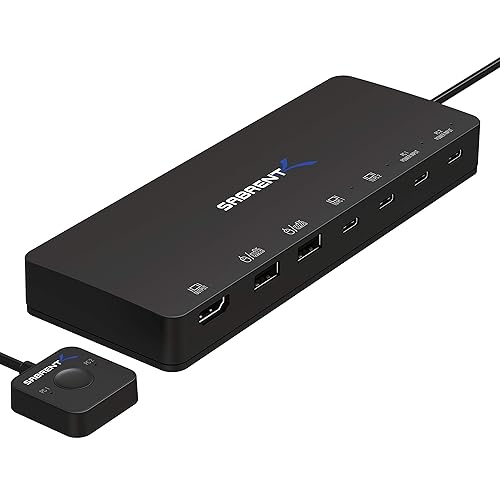 Miniatura 8 de Conmutador KVM SABRENT, USB-C, 1 PC a 2 pantallas con entrega de energía de 60 vatios (USB-CKDH)