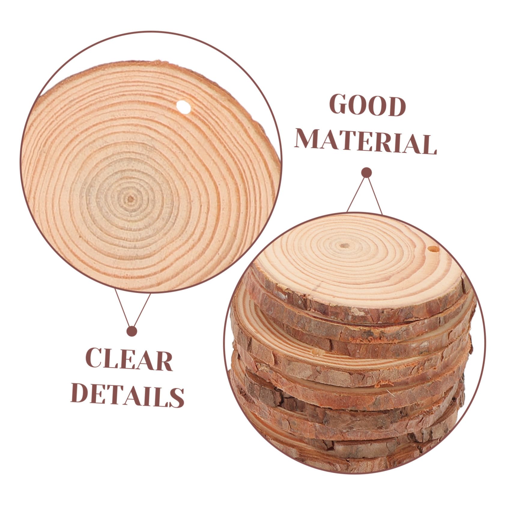 Hohopeti 30 Stk. Teiliges Unbehandelte Runde Holzscheiben aus Robustem Kiefernholz mit Jute Baumwollfaden Vielseitig für DIY Bastelprojekte Weihnachtsdekoration Hochzeits Wohnaccessoires
