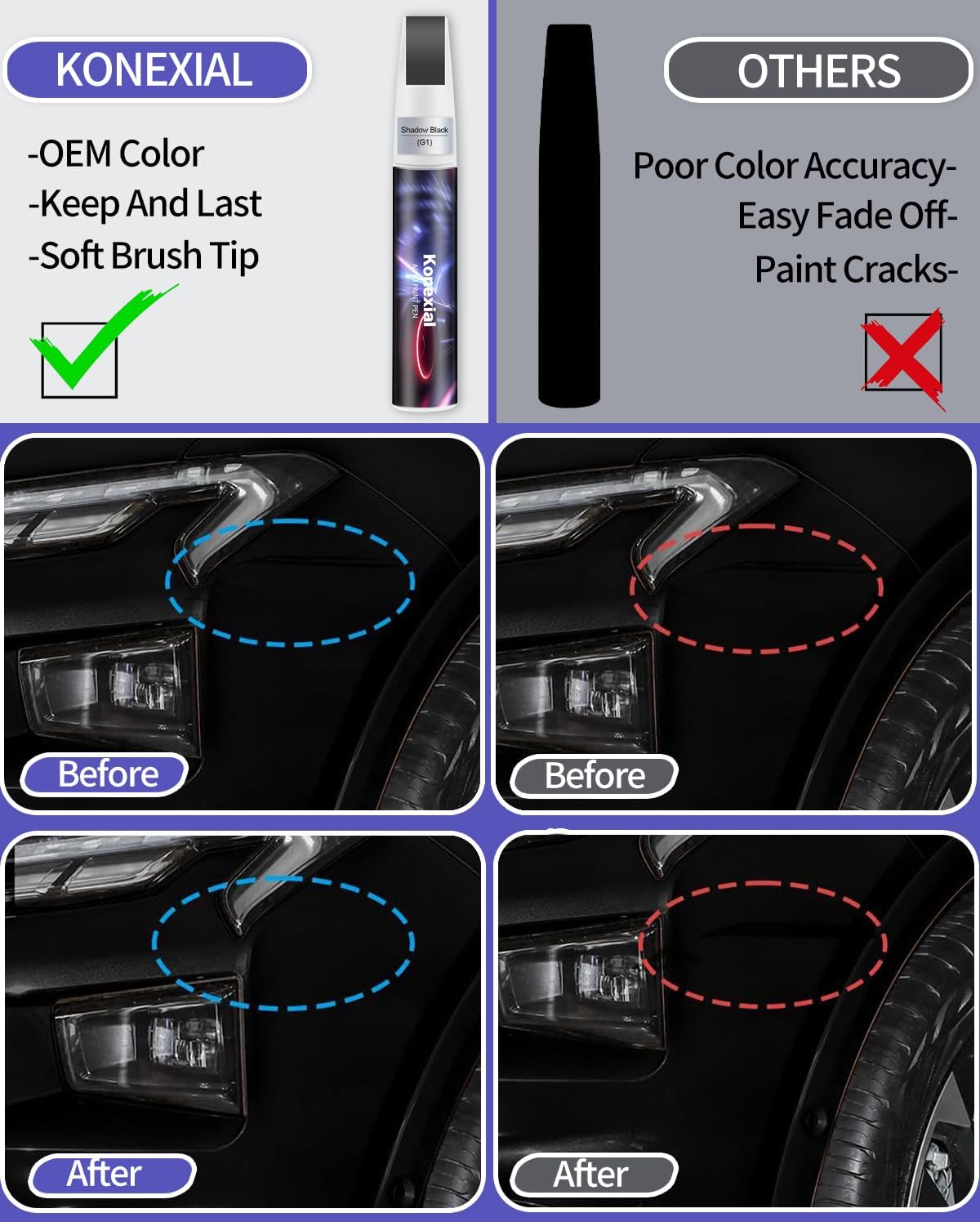 Shadow Black(G1) Touch up Paint Compatible with Ford, Premium Car Scratch Remover for Deep Scratches, Car Paint Pen Scratch Repair Two-In-One Touch Up Paint