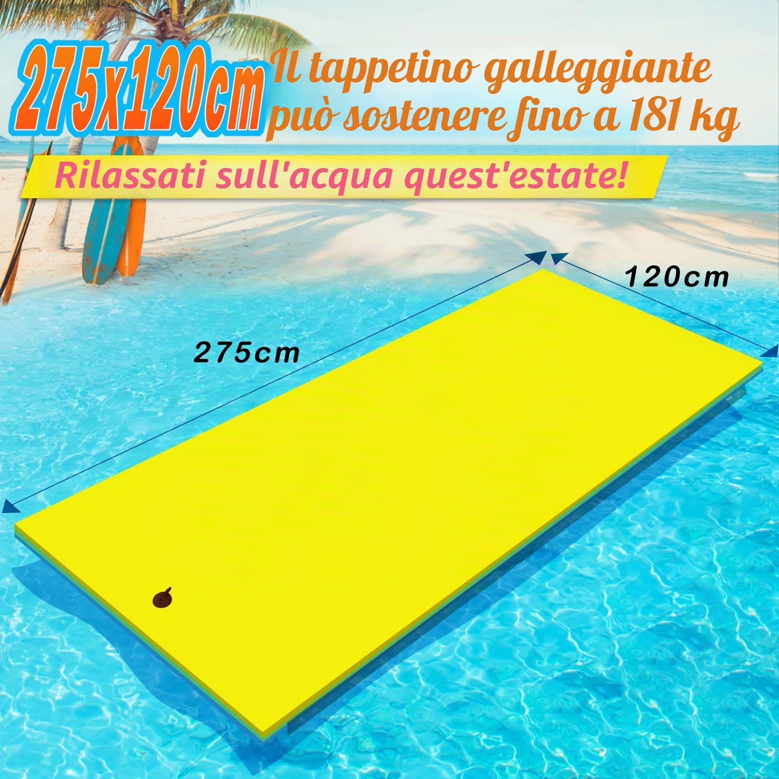 CTSC Tappeto Galleggiante, Materassino galleggiante, trampolino d'acqua per adulti, materasso in schiuma XPE a 3 strati resistente agli strappi