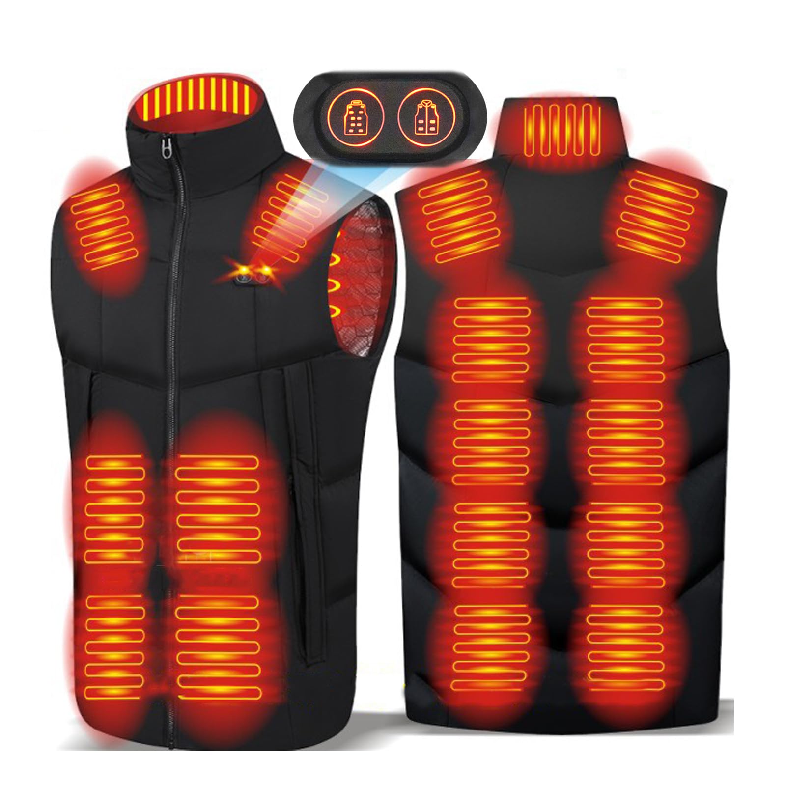 Gilet Riscaldato da Uomo Gilet Riscaldante Elettrico Intelligente A 17 Zone, Giacca Riscaldata Leggera, Cappotto Caldo, Batteria Non Inclusa