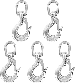 XHTLLO 5Pcs Eye Slip Hook, 360 Degrees Rotated Slip Lifting Hook with Safety, Stainless Steel Clevis Slip Hook, Lifting Hoisting Chain Hooks