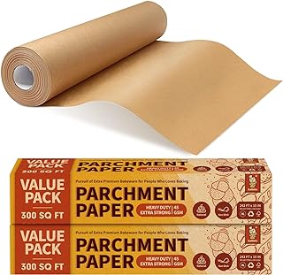 2 Value Pack 15in x 242ft, 300 Sq.Ft Unbleached Parchment Paper Roll for...