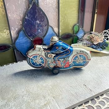 白バイ　昭和レトロ　ブリキ 1980s 丸彰社 白バイ | ブリキのおもちゃ＆アンティーク TOY GARAGE