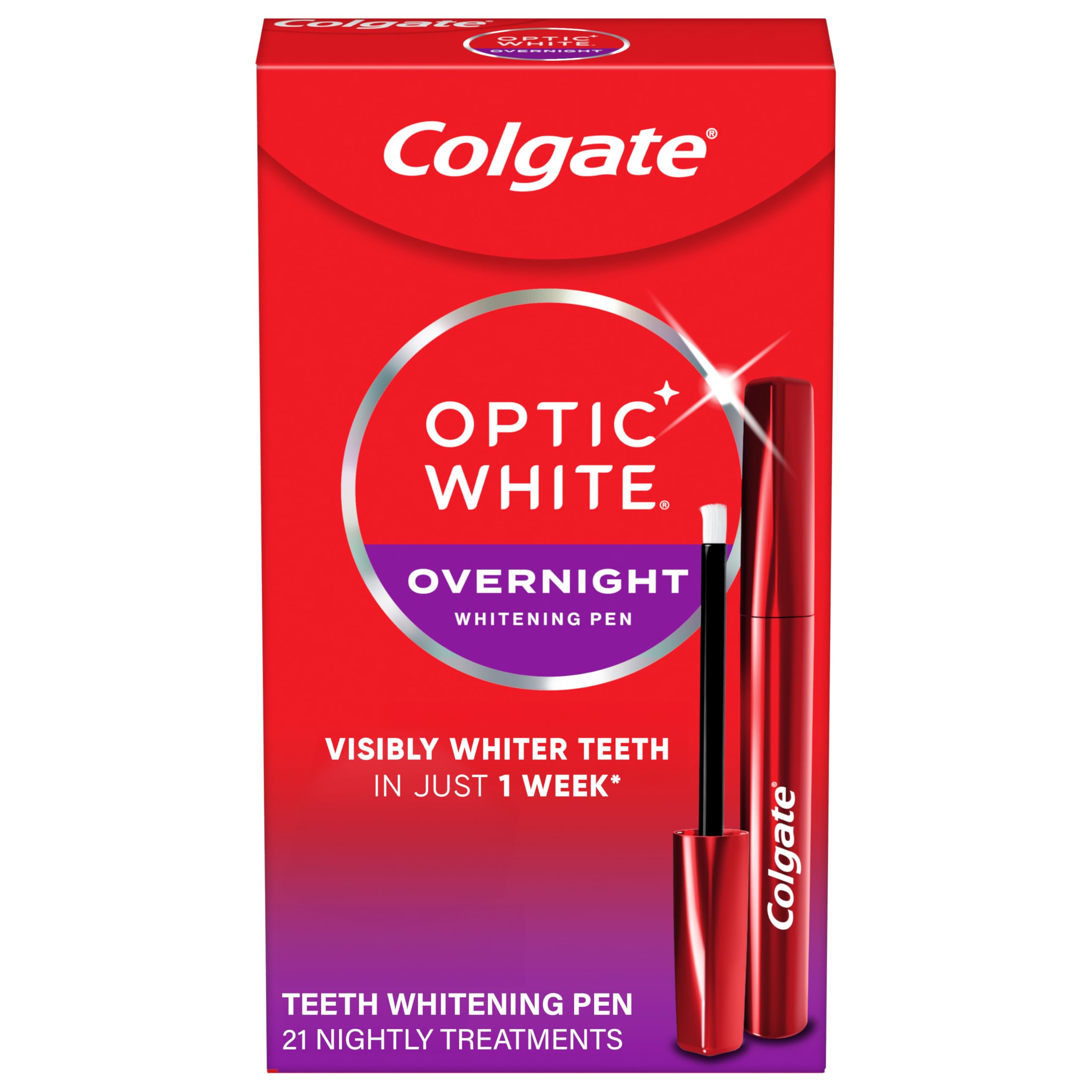 Optic White Overnight Teeth Whitening Pen, Teeth Stain Remover, Removes Years of Stains in Just 1 Week, Enamel Safe, Designed for No Tooth Sensitivity, 0.08 OZ