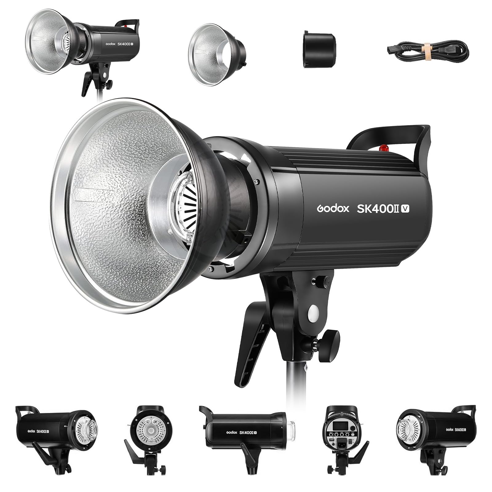 Godox SK400II-V SK400IIV 400Ws Photo Studio Strobe Flash Monolight Light with Reflector Kit, Bowens Mount, 10W LED Modeling Lamp for Studio, Shooting,