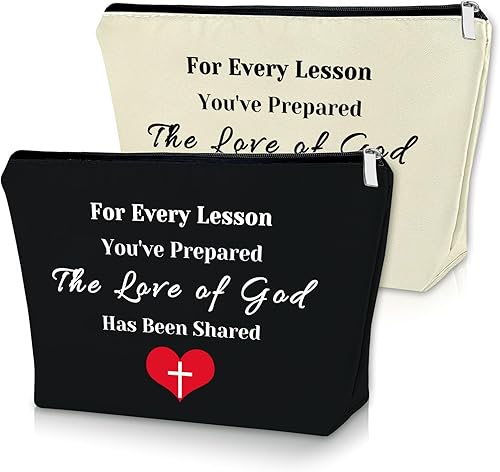 Bolsa de maquillaje de regalo para profesores de escuela dominical, Negro y Beige