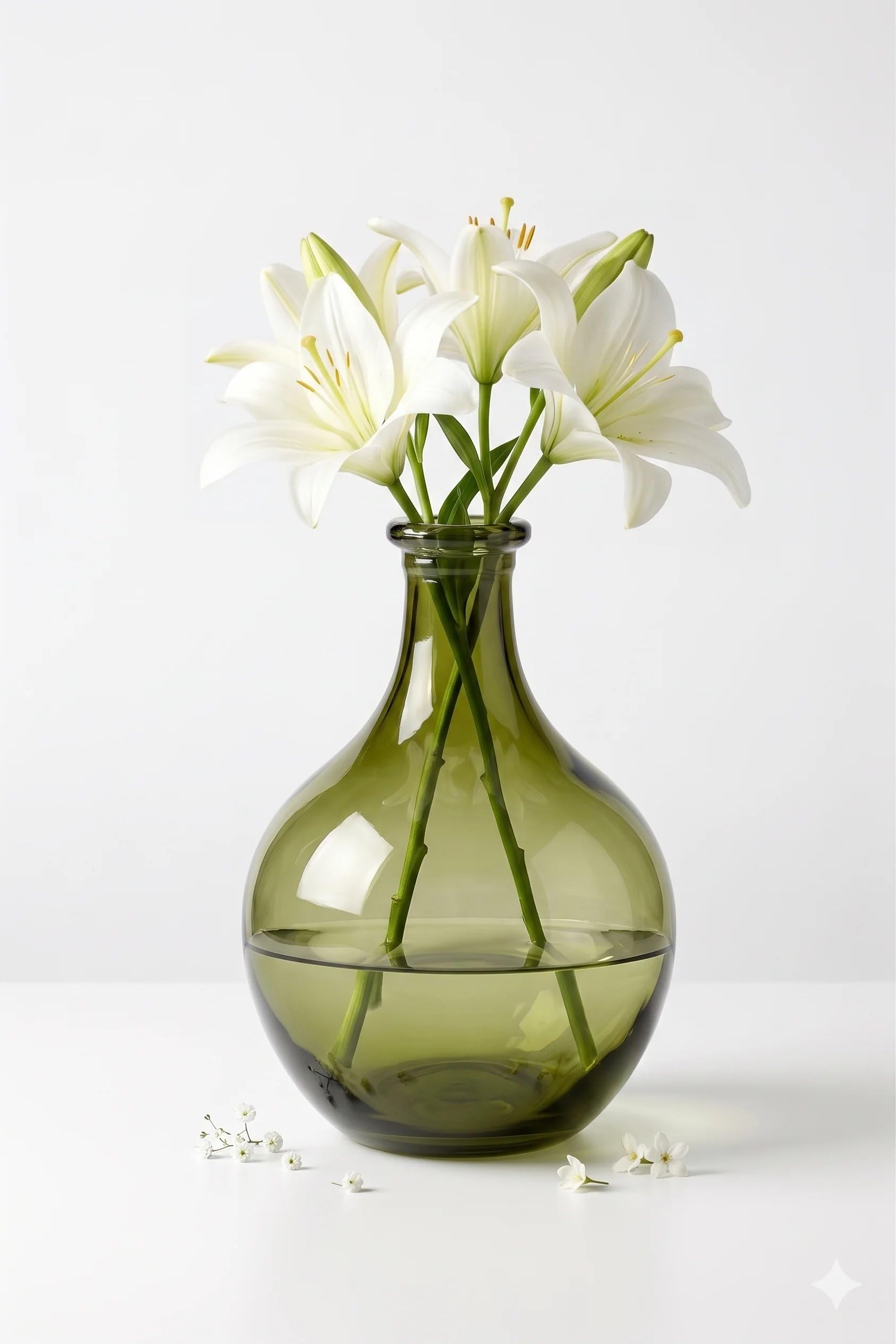 Green Antique Bottle Glass Flower Vase – Handcrafted Hand-Blown Decorative Vase for Home Decor, Living Room & Gifting | 27.9 cm Flower Pot-image-24