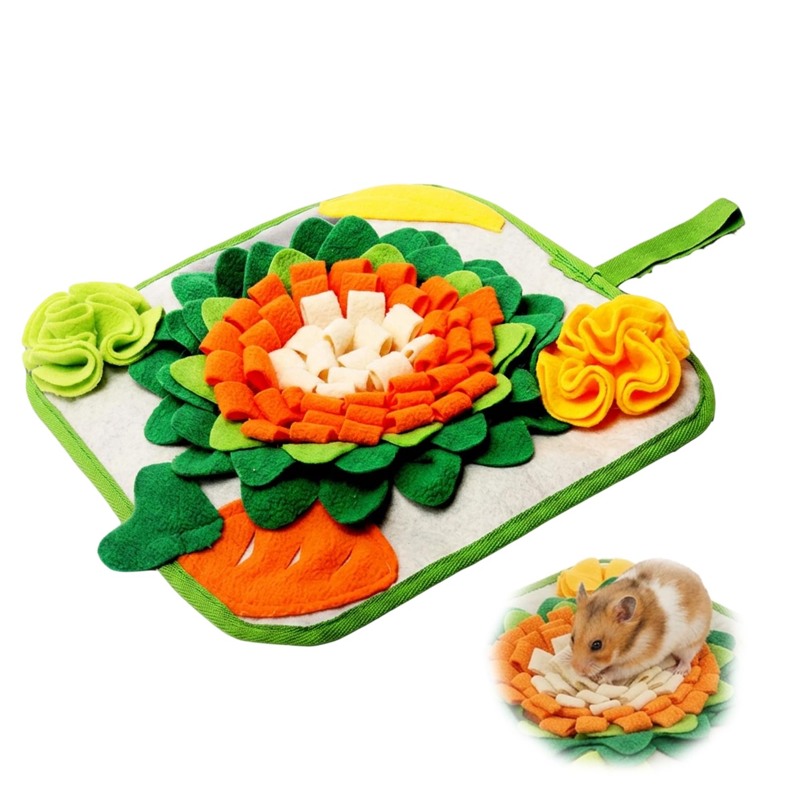 Bodeshis 1 Snuffle Mat for Rabbits, Rabbit Toys Boredom Breaker, Guinea Pig Enrichment, Interactive Foraging Activity Mat for Small Animals, 30 X 30 Cm Pet Feeding Toy