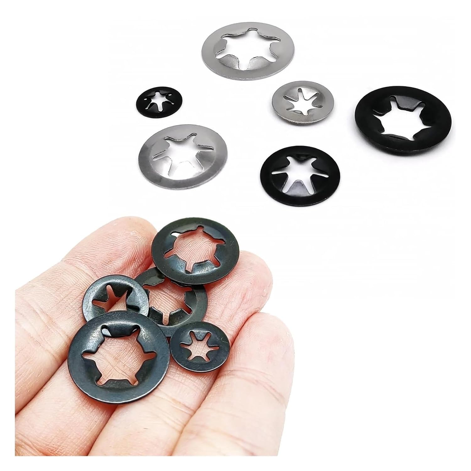 Nut,3Pcs M2 M2.5 M3 M4 M5 M6 M8 M10 M12 Self-Locking Retaining Clip Push On Shaft Bearing Outside Snap lock up Washer(Black,M4x12)