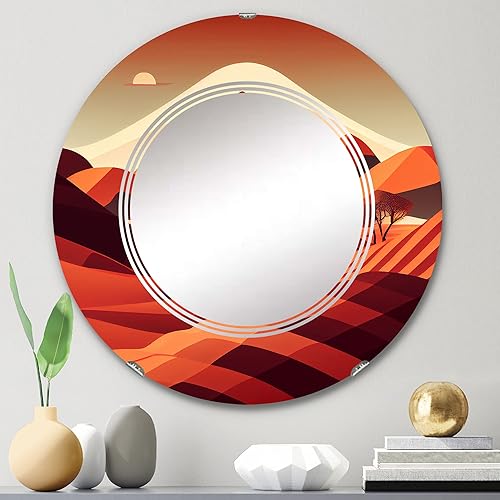 Miniatura 2 de Full Moon Over Terra Cotta Mountains III - Espejo de tocador, espejos de baño, espejos de pared para sala de estar, dormitorio, espejo redondo,