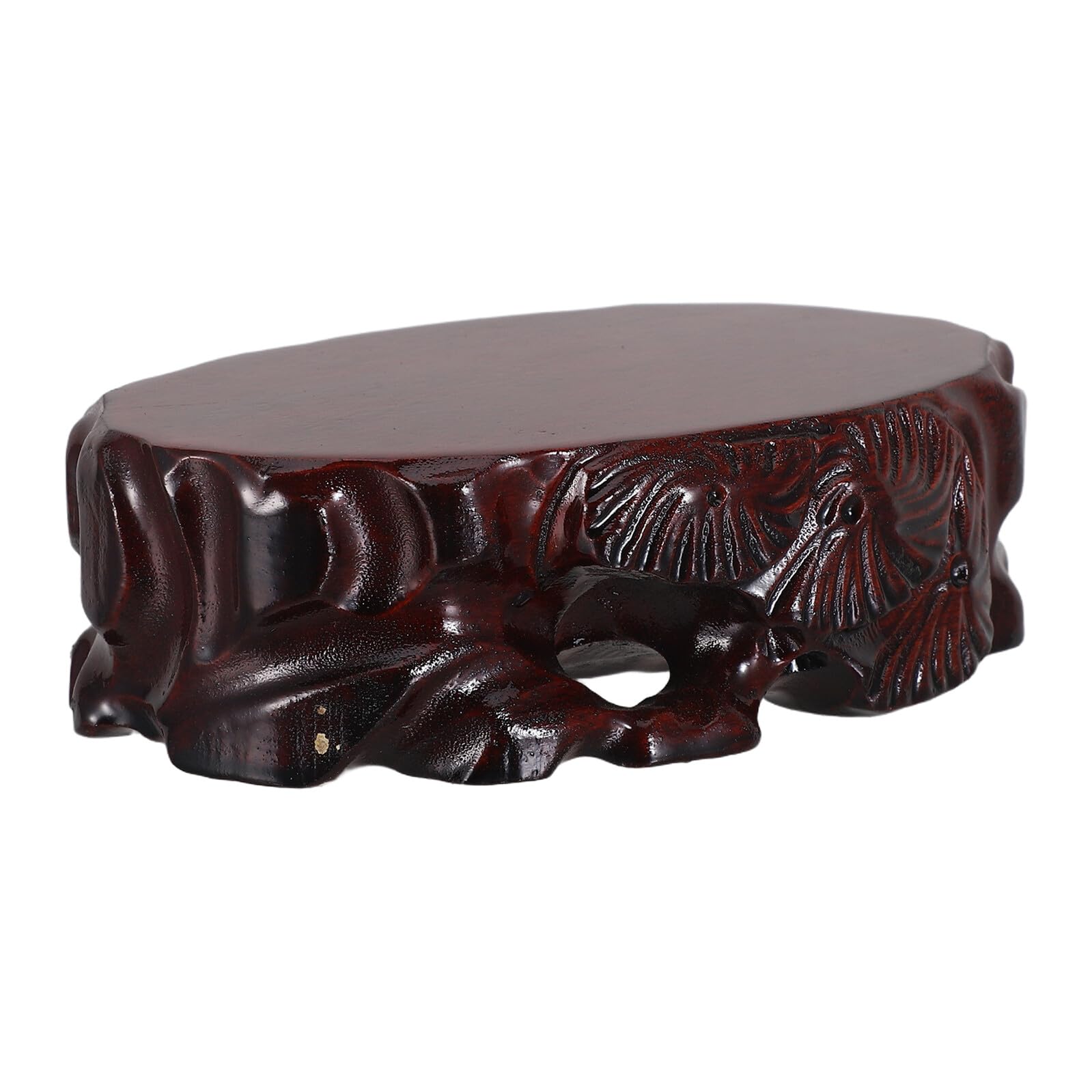 Mobestech Expositor de Madera para Jarrones y Bolas de Cristal Base Ovalada Marrón, Diseño Artístico Natural, Estabilidad Mejorada y Antideslizante para Interiores y Salones de Té
