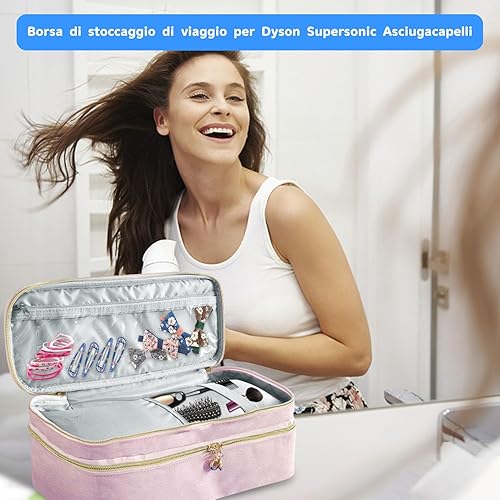 Miniatura 7 de Bolsa de viaje para herramientas para el cabello con almohadilla resistente al calor, funda de transporte de viaje de doble capa para alisador,