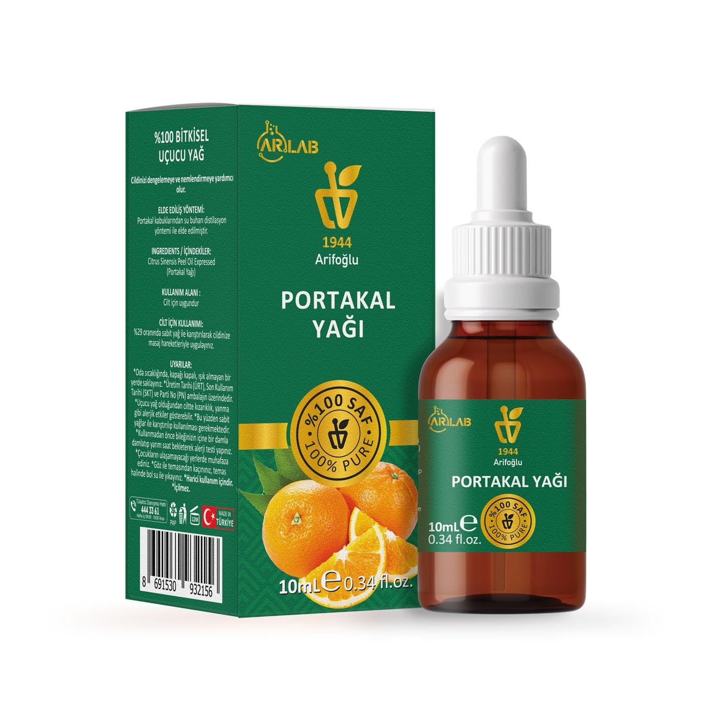 Arifoğlu Portakal Yağı 10ml%100 Saf Yağ ARLAB Portakal Yağı, Pure Orange Oil 10ml