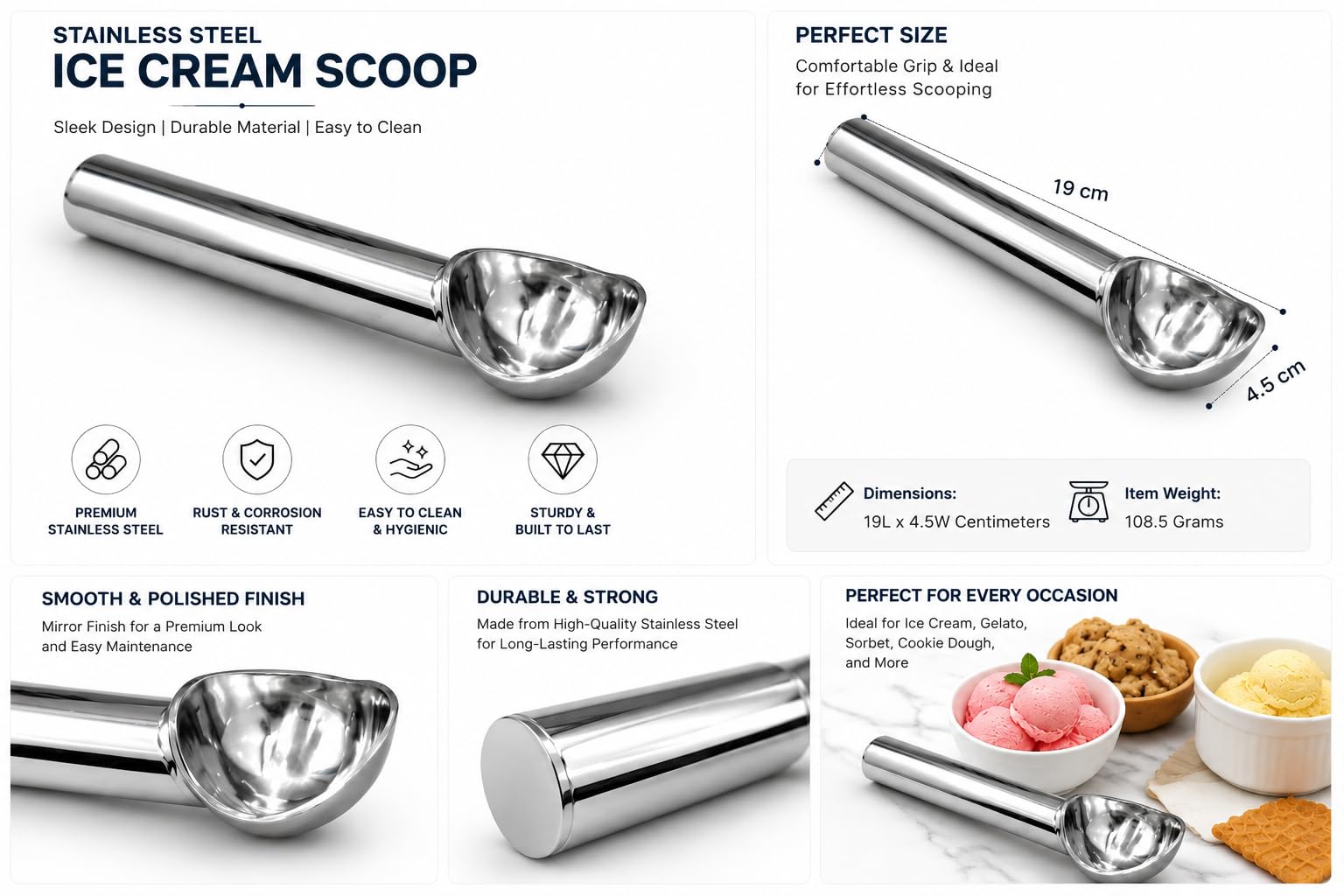Dynore - DS.S_101 Stainless Steel Ice Cream Scoop 2