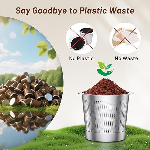 Miniatura 6 de ComfortGrip K Cups reutilizables, paquete de 3 cápsulas de café de acero inoxidable con tapa de silicona antiquemaduras, sin BPA, filtro fácil de