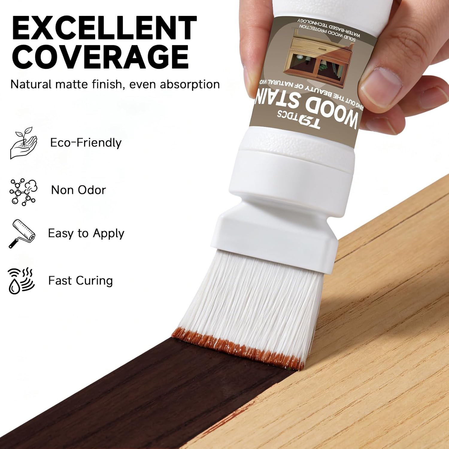 Wood Stain, 6.35 Fl Oz Water Based Wood Stain and Sealer in One - No Priming, No Top Coat Required, Fast Drying|Non-Toxic|Low Odor, Perfect for Indoor and Outdoor Furniture (Black Walnut)