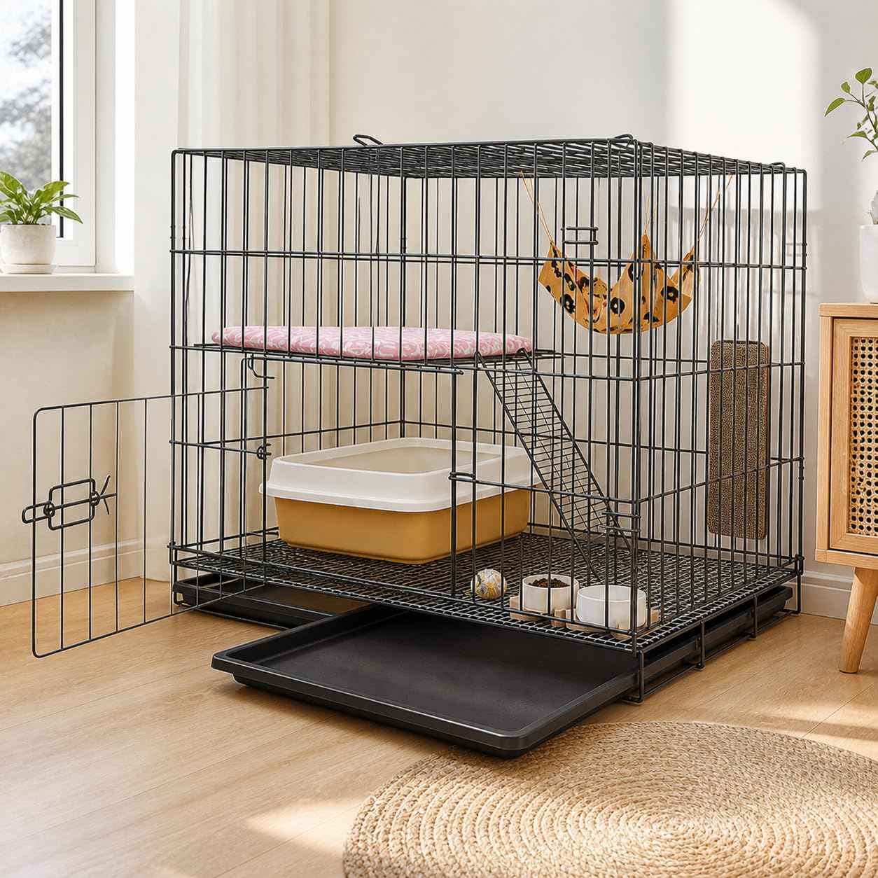 Gabbia per Gatti da Interno in Metallo, Media 60×42×50