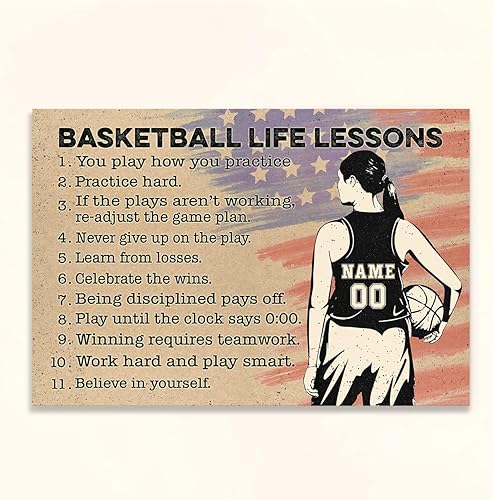 Lienzo personalizado para pared, diseño de baloncesto para hija, baloncesto, deportes motivacionales, lecciones de vida, lecciones de vida, póster