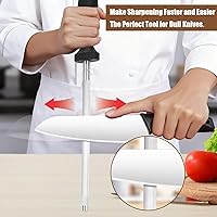 Vista 2 de Professional 12-Inch Knife Sharpening Rod, High-Carbon honing rod to Sharpen the Knife Quickly, Perfect Knife Sharpener for Chefs and Home Cooks