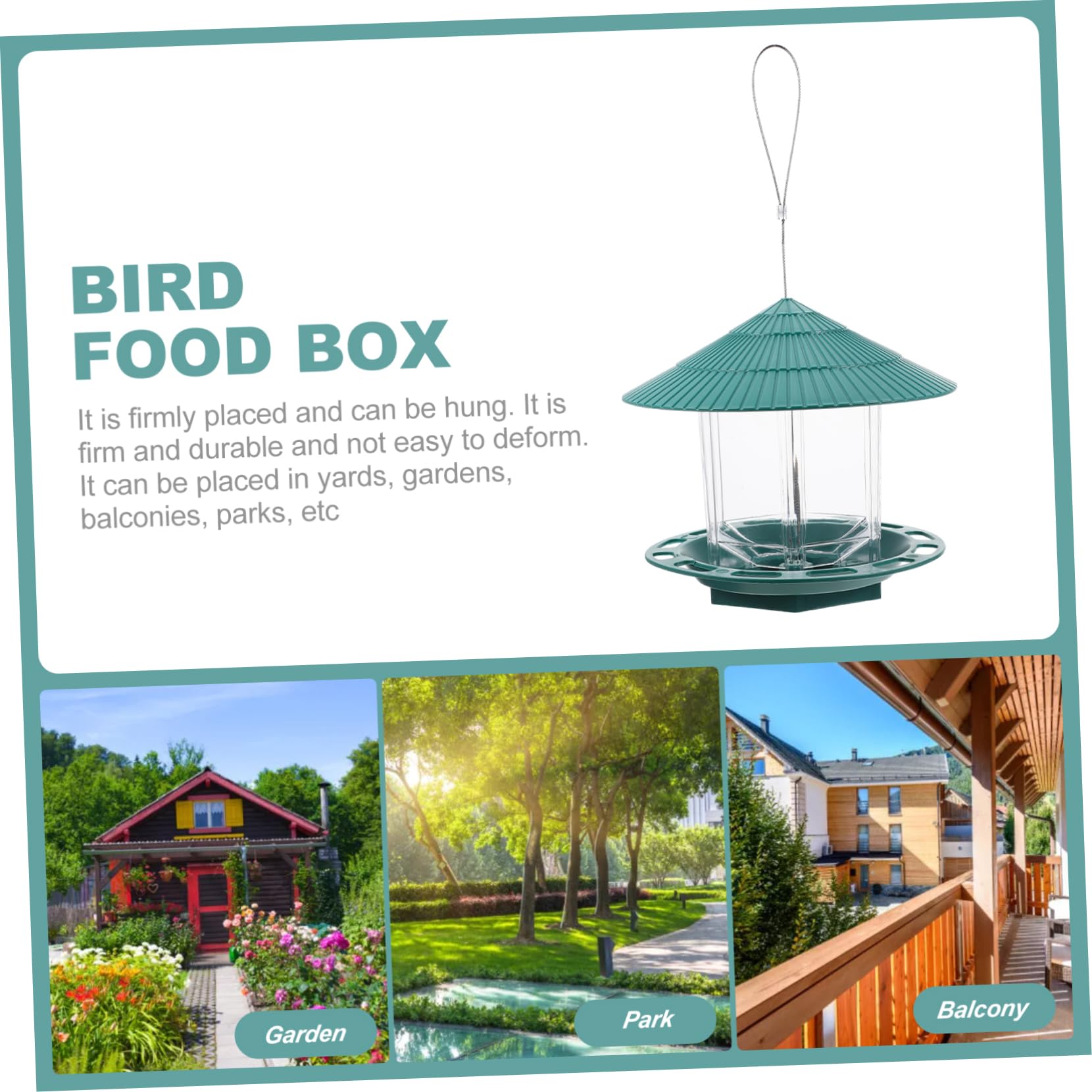Hemobllo Suspendue pour Oiseaux Transparent Nourrisseur Multifonction pour Jardin Balcon Courtyard Décoration Alimentation Oiseaux Plein Air