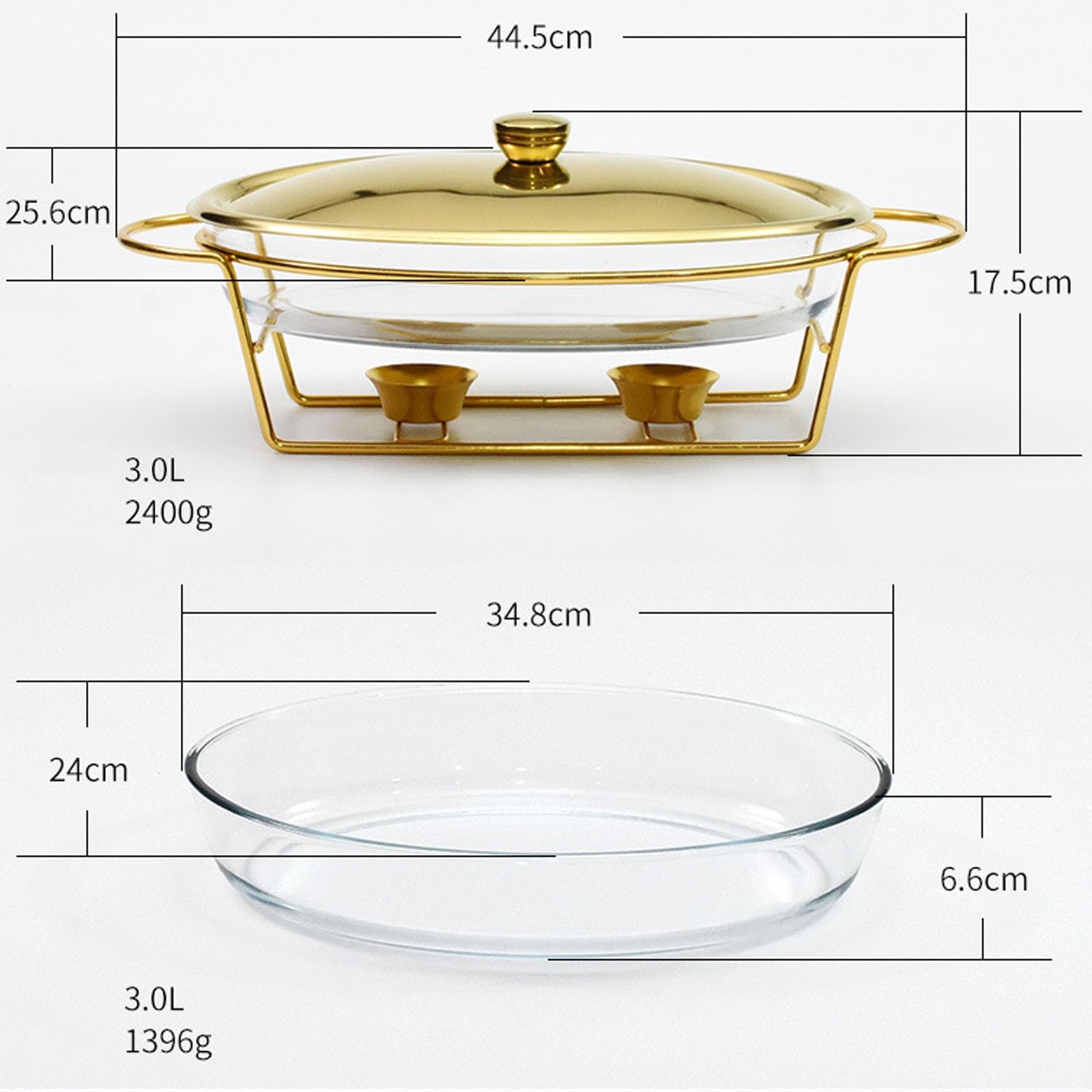 Juego de platos de cocina de acero inoxidable con bandeja y soportes de combustible, tamaño completo para catering, eventos, bodas, fiestas, banquetes