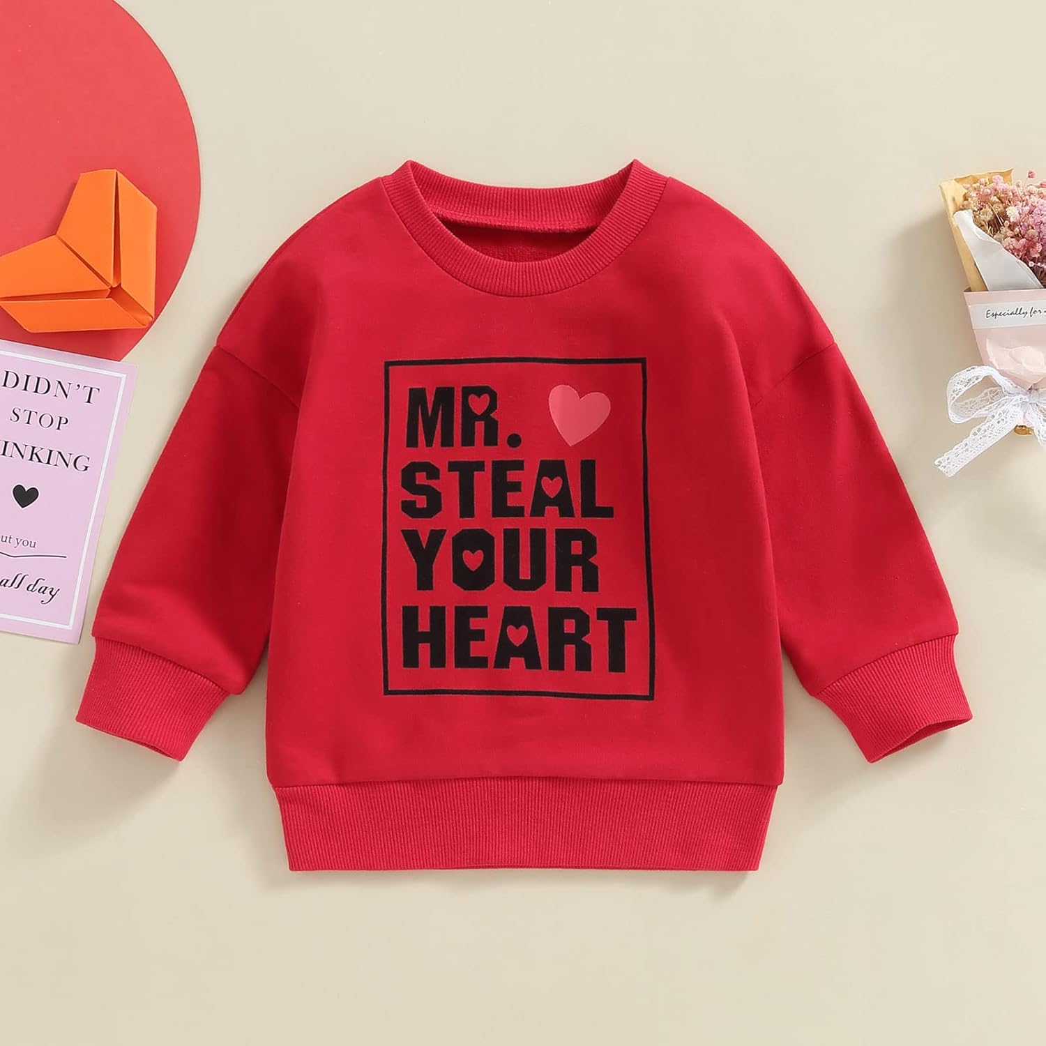 Kayotuas Toddler Valentines Shirt for Boys Girls Cute Letter Print Long Sleeve Top Crewneck Sweatshirt Casual Spring Clothes - Image 2