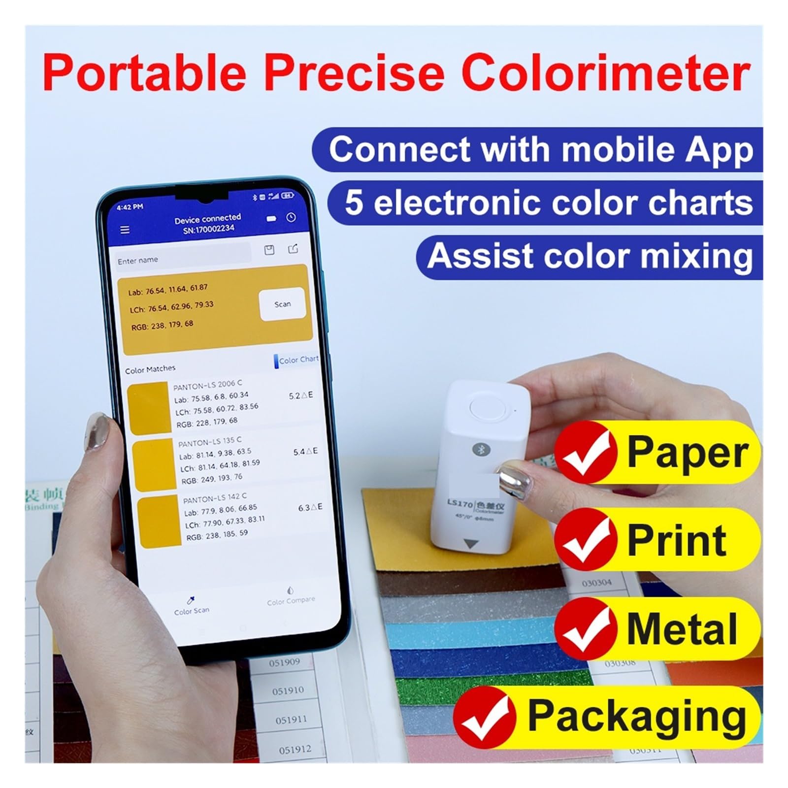 Colorímetro, Colorímetro Fotoeléctrico Digital Portátil, Espectrofotómetro, Herramienta De Análisis Color Automático, Material Plástico para medición de luz