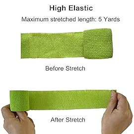 Baisunt 6 Pack 2 Inches Cohesive Bandage Self Adhesive Wrap Elastic Self Adherent Vet Wrap Breathable Self Stick Tape for Wrist, Ankle, Sports, Tatoo Wrap(5 Yards, Grass Green)