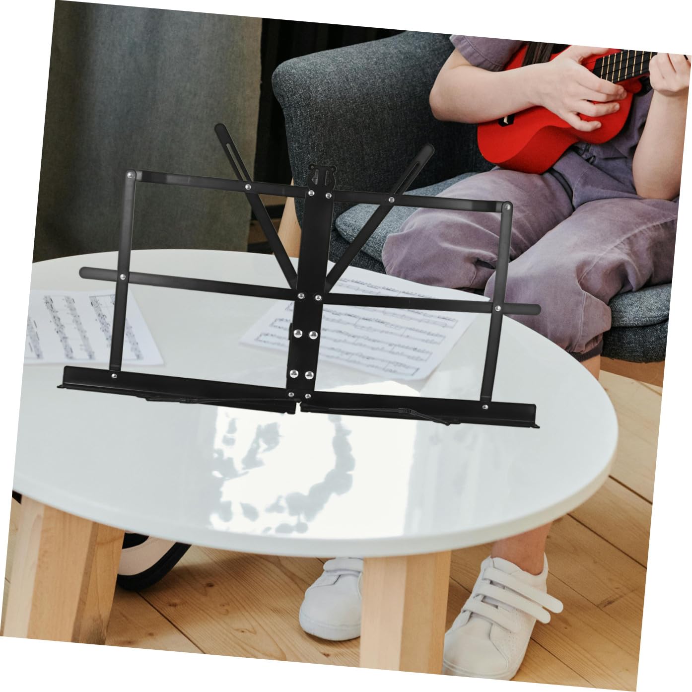 Sosoport Supporto per Spartiti Musicali in Ferro Pieghevole Portatile per Consultazione Documenti e Libri