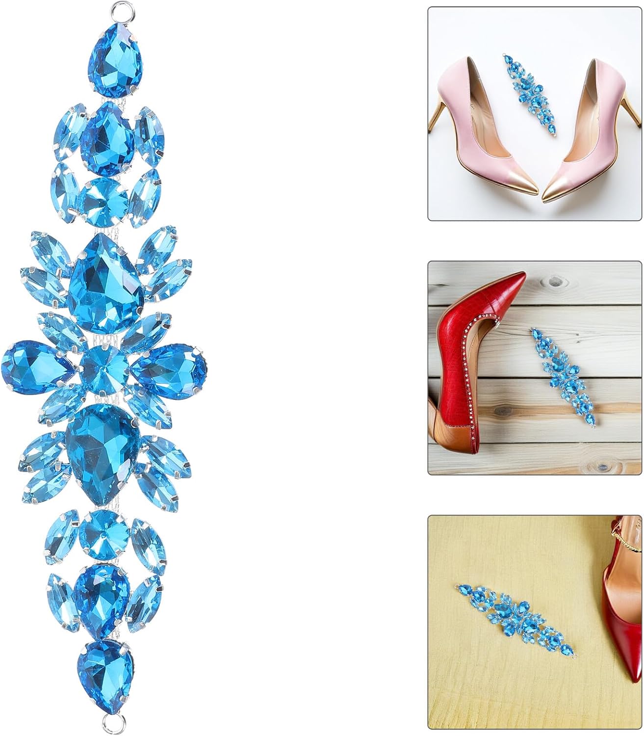2pcs Rhinestone Flower Applique Bridal Dress and Wedding Shoes Decoration Craft DIY Embellishments for Brides Crystal Wedding Accessories