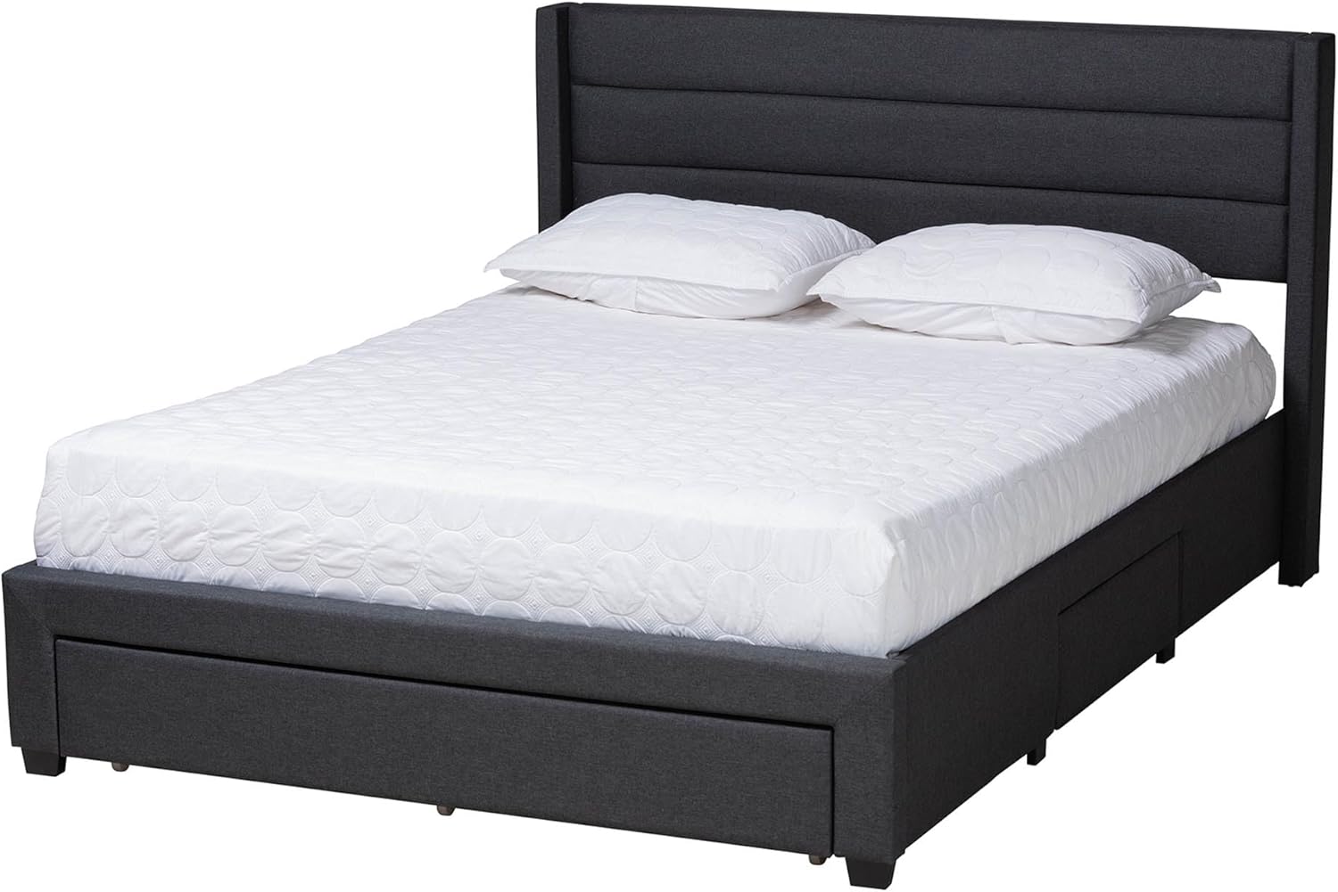 Baxton Studio Braylon Bed (Storage), Full, Charcoal Grey/Dark Brown