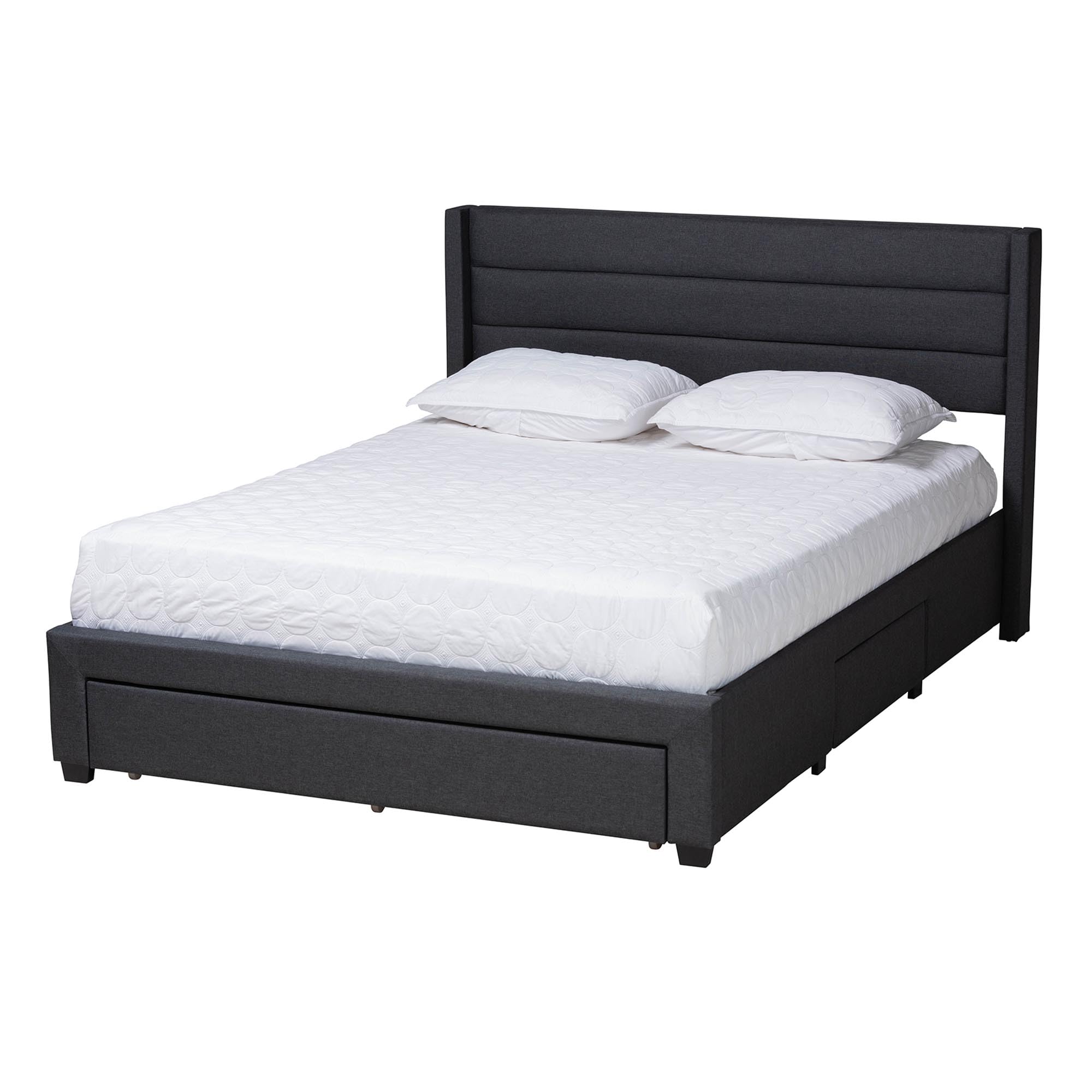 Photo 1 of ***PARTIAL SET, MISSING ONE BOX*** Baxton Studio Braylon Bed (Storage), Full, Charcoal Grey/Dark Brown