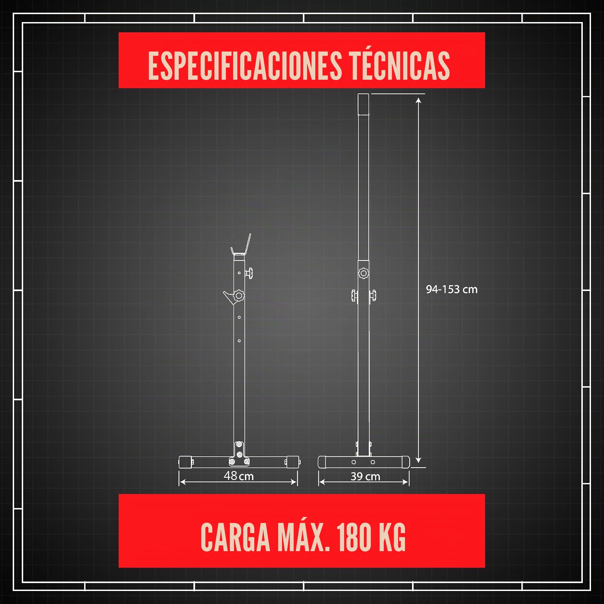 K-Sport: Soporte para pesas de hasta 180 kg, para entrenamiento muscular eficiente, equipo de fitness profesional, eBook incluido