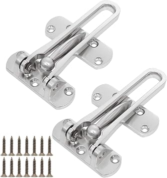 ZOEYES 2 Pack Security Swing Bar Door Guard Lock, Gate Latches Security Door Clasp for Home Security and Childproof Door Security, Satin Nickel Finish - Screws Included
