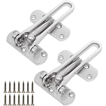 ZOEYES 2 Pack Security Swing Bar Door Guard Lock, Gate Latches Security Door Clasp for Home Security and Childproof Door Security, Satin Nickel Finish - Screws Included