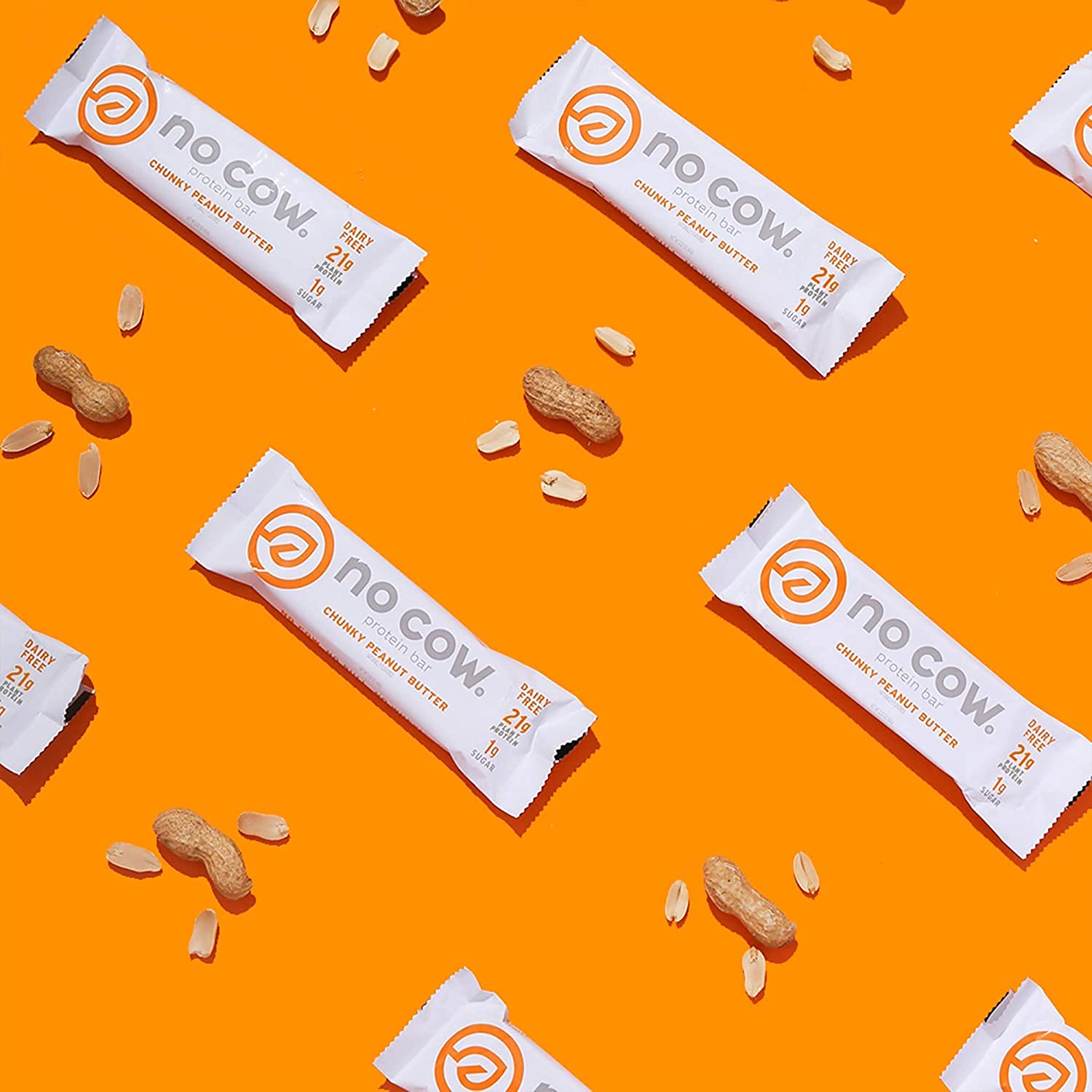 No Cow Protein Bars, Chunky Peanut Butter, 21g Plant Based Vegan