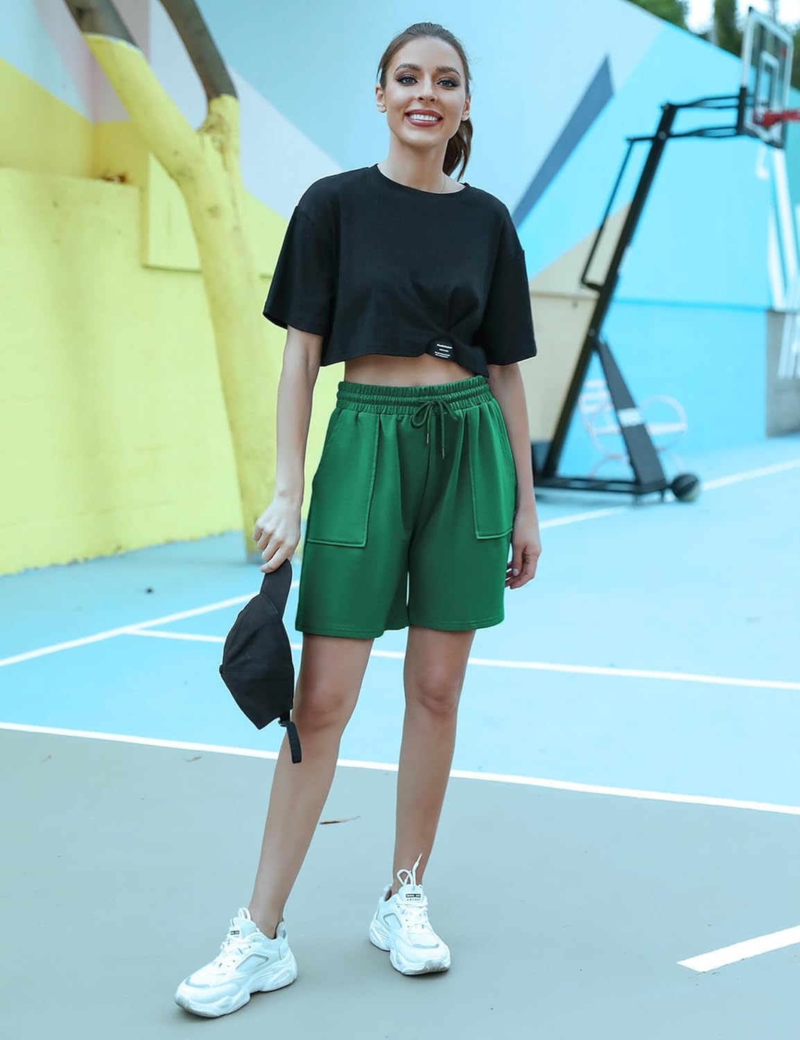 Cowasto Womens Cotton Sweat Shorts Casual Summer Loose Athletic Short Drawstring Waist Lounge Running Shorts with Pockets - Image 7