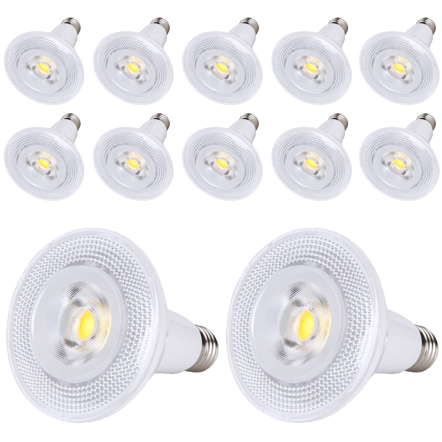 Tpmaff Daylight White 6000K Led Bulbs, Par20 9W-750 Lm,Par30 15W-1200 Lm,Par38 18W-1450 Lm,Dimmable,E26/E27 Base,Recessed Led Light Bulbs For Indoor And Outdoor Flood Lights,Spotlight(12-Pack)