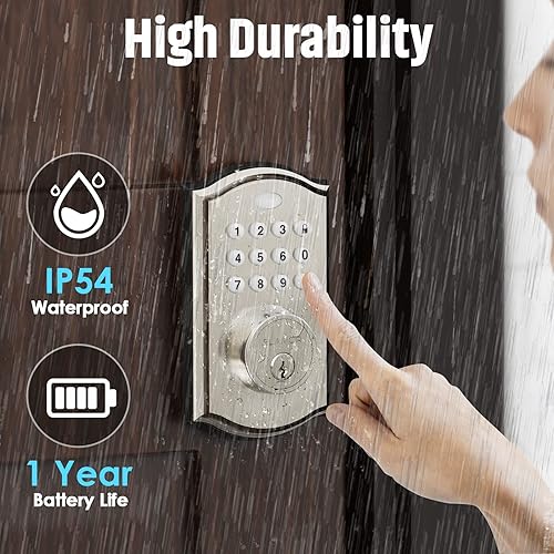 Miniatura 8 de Keyless Entry Door Lock - Electronic Door Lock with Keypad, Smart Deadbolt Lock with Auto Lock, Security Waterproof Smart Lock, Easy to Install,