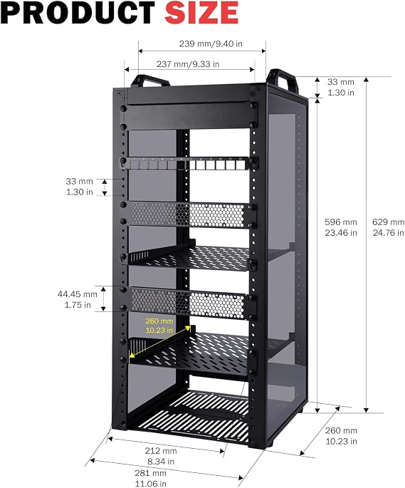 GeeekPi 12U Network Rack, 10 inch Mini Server Rack for Network, Servers, Audio, and Video Equipment, DeskPi RackMate T2 Rackmount, 10.23 inch Depth