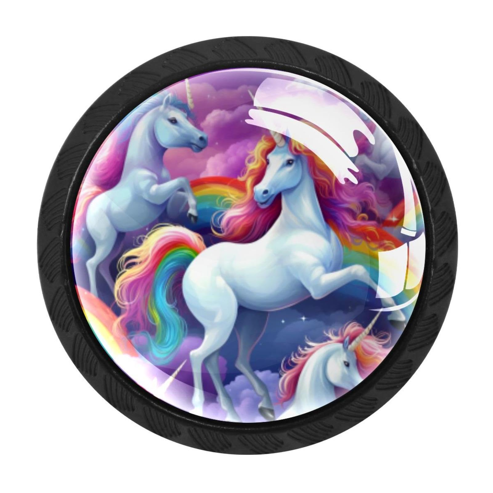 Chenzzzz Multicolored 20 4 Pack Black Rainbow Unicorn Kitchen Handles, Cabinet Pulls Hardware For Cupboard Drawer Knobs Dresser Pulls