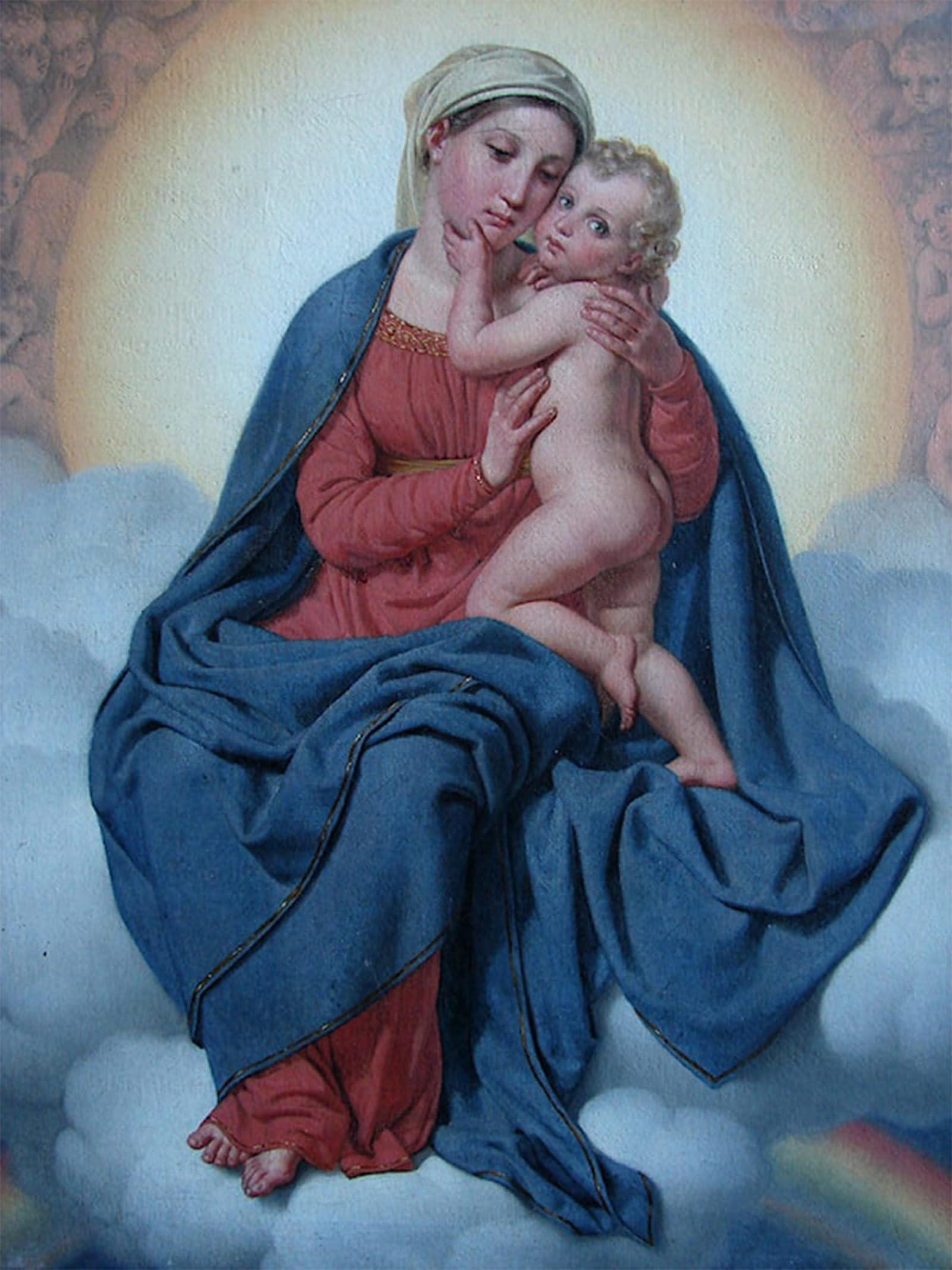 RZHRHJES Famous Painting Poster Art Canvas Print Retro Picture the Virgin with Child by Christoffer Wilhelm Eckersberg Poster Wall Art for Office Decor 60x90cm