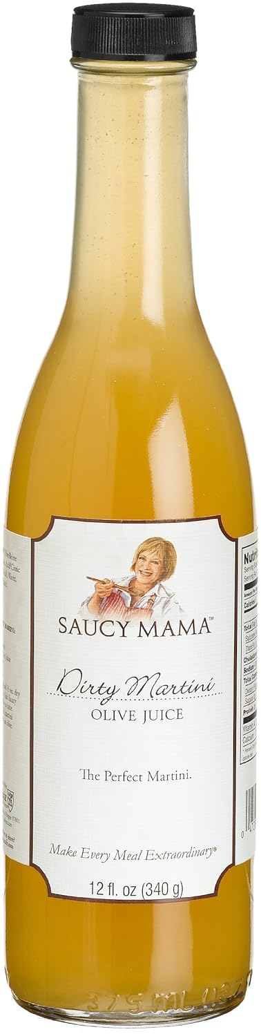 Saucy Mama Dirty Martini Olive Juice, 12-Ounce Boxes (Pack of 12)