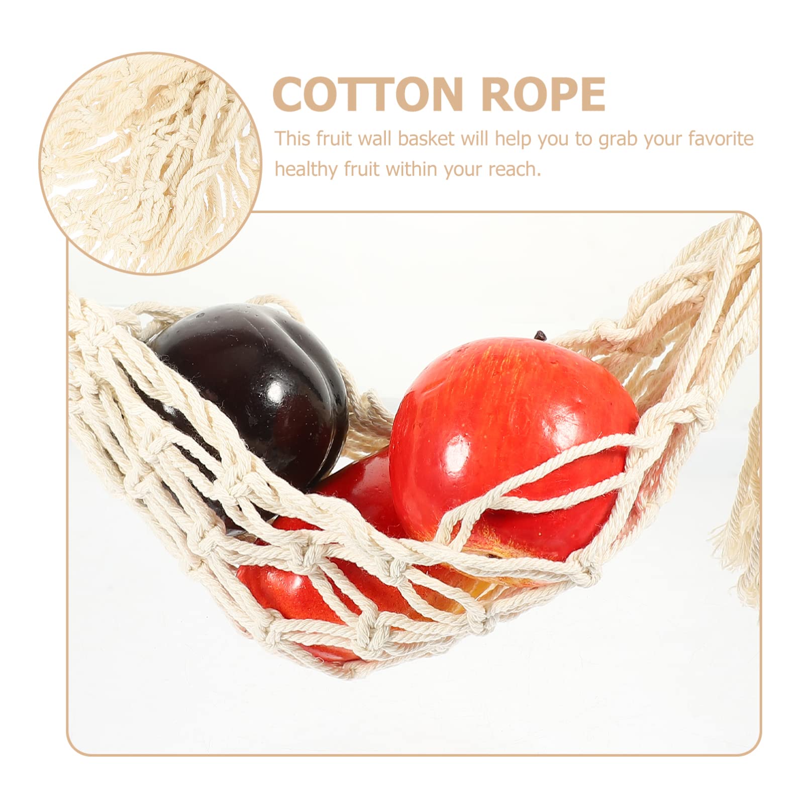 Cabilock 1 Set Rope Woven Fruit Hammock hanging fruit basket fruit hammock for kitchen under cabinet banana hammock fruit holder kitchen cabinets macrame kitchen hanging storage cotton rope