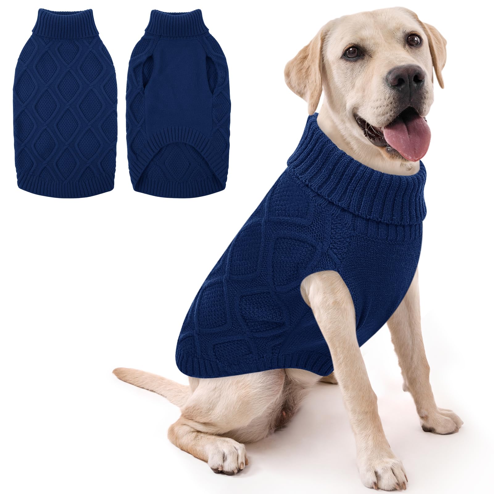 KONVINIT Pull Chien Hiver, Pull Col Haut sans Manche Motif Losanges Pull pour Chien XS à XXL 4 Couleurs Cadeau Animalier
