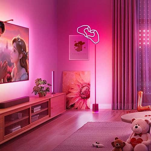 Miniatura 6 de Letrero de neón de mano de corazón rosa, luz de neón LED alimentada por bateríaUSB para dormitorio, pared, decoración de habitación de niñas,