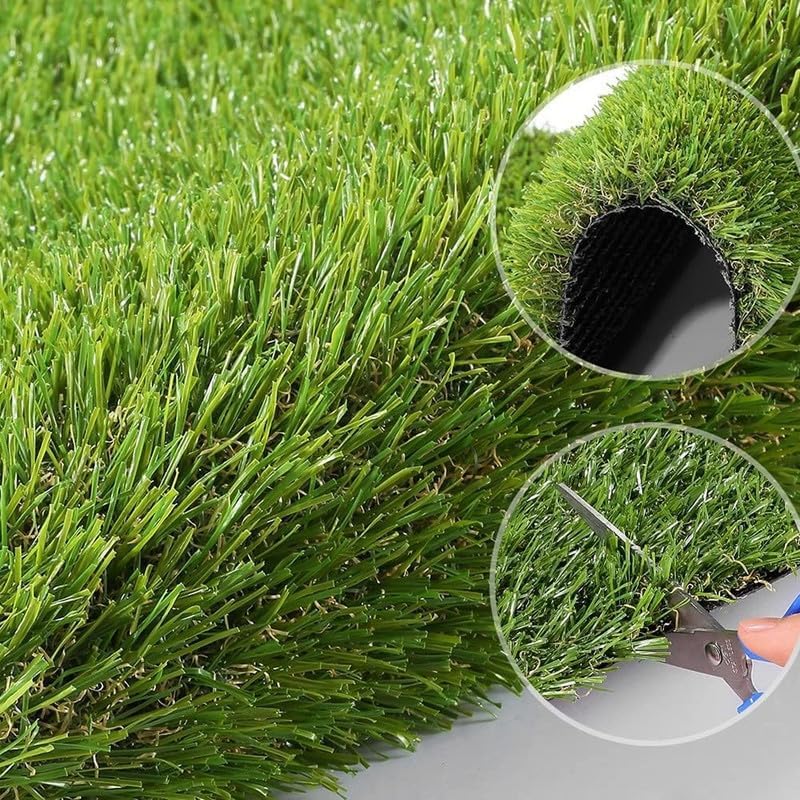 Artificial Grass Turf 6FTX10FT, 0.8 in Realistic Thick Synthetic Grass Indoor Outdoor Dog Balcony Garden Landscape Rug Turf, Faux Grass Rug Fake Carpet with Drainage Holes, Custom Size